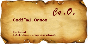 Csémi Ormos névjegykártya